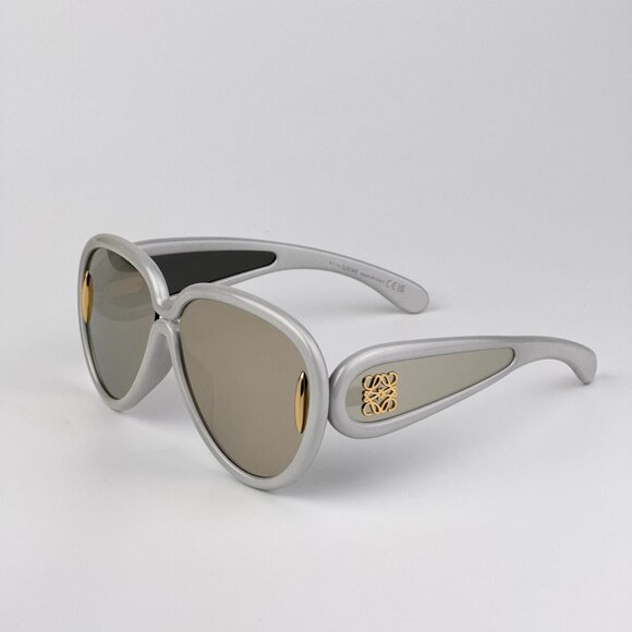 Loewe x Paula’s Ibiza Sunglasses – Metallic White Pilot Gold Mirror LW40132I 24C - Picture 1 of 11